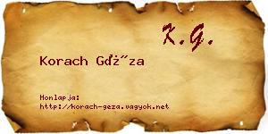 Korach Géza névjegykártya
